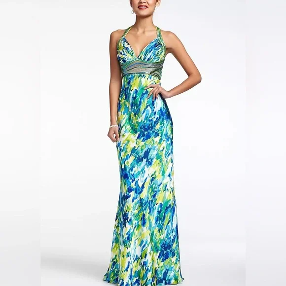 Cachet | Dresses | Nwt Cachet Long Charmeuse Halter Print Prom Dress | Poshmark Cachet | Dresses | Nwt Cachet Long Charmeuse Halter Print Prom Dress | Poshmark